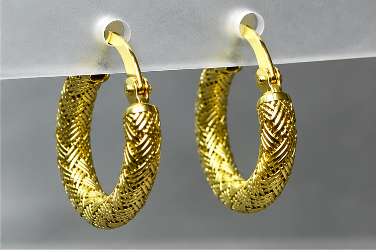 Hoop Dorato 18 KT Intrecciato 3×16 mm – Argento 925