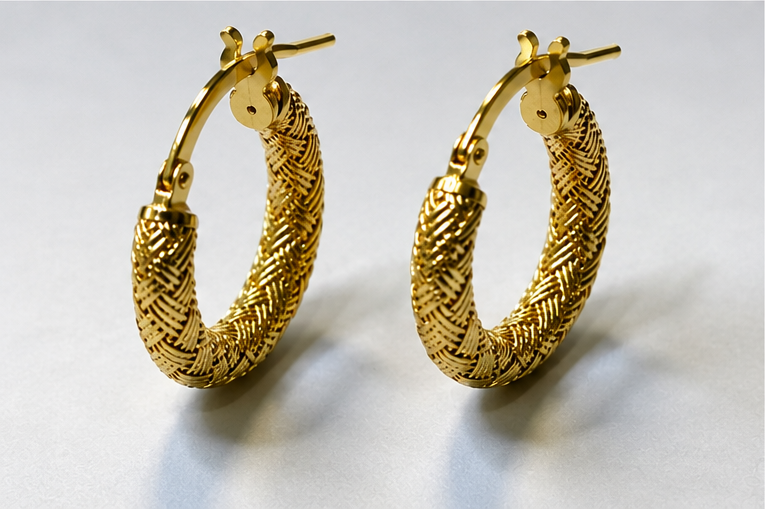 Hoop Dorato 18 KT Intrecciato 3×16 mm – Argento 925