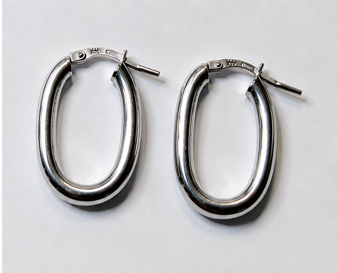 Orecchini a Cerchio FORMA Ovalizzata – Argento 925
