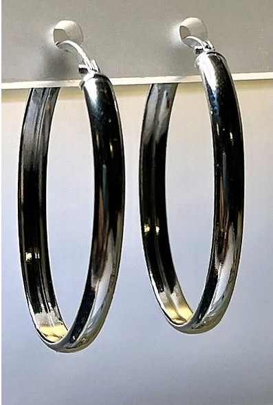 Orecchini a Cerchio Ovale Allungato in Argento 925 – 30 × 20 mm