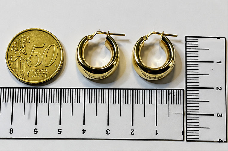 Orecchini Huggie Bombati Dorati 18Kt in Argento 925 – 17 × 16 mm