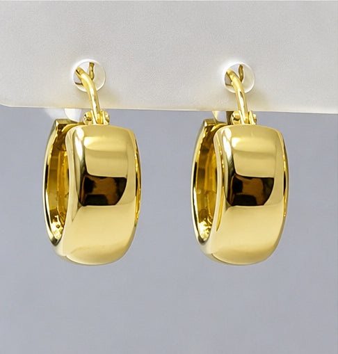 Orecchini Huggie Bombati Dorati 18Kt in Argento 925 – 17 × 16 mm