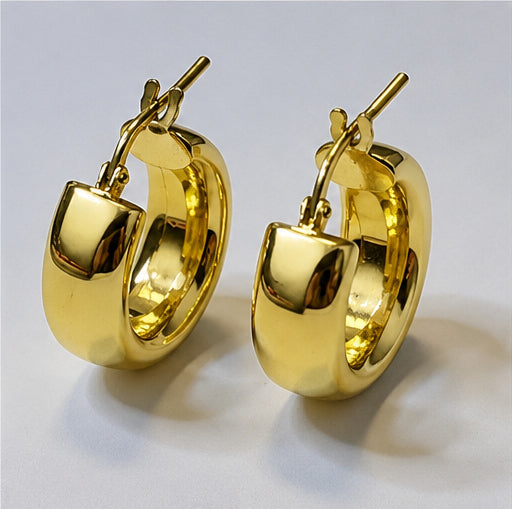 Orecchini Huggie Bombati Dorati 18Kt in Argento 925 – 17 × 16 mm