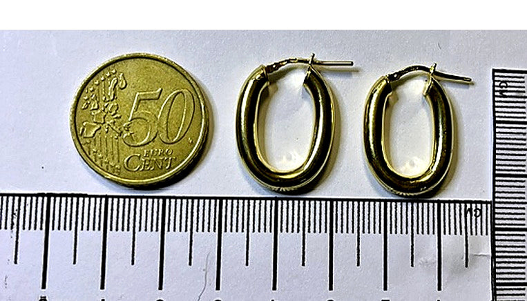 Orecchini a Cerchio Ovale Bombato Dorati 18Kt in Argento 925 – 25 × 18 mm