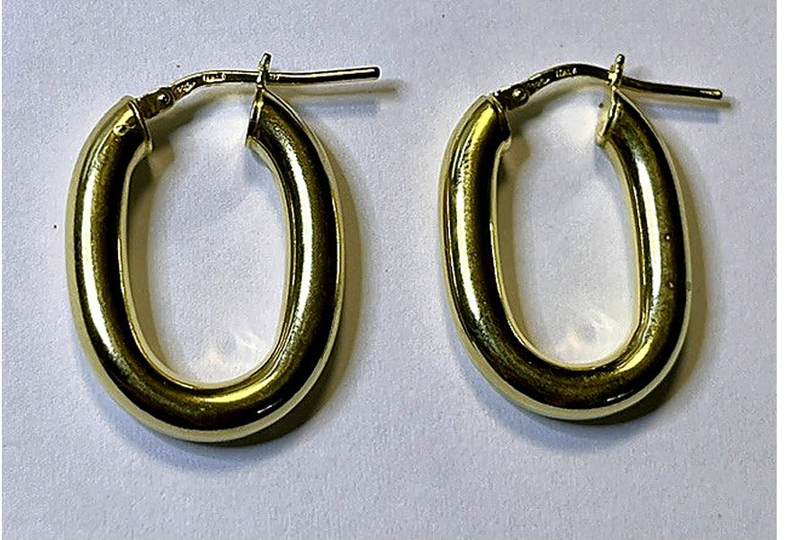 Orecchini a Cerchio Ovale Bombato Dorati 18Kt in Argento 925 – 25 × 18 mm