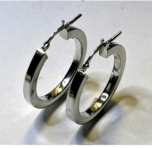 Orecchini a Cerchio Squadrato Dorati 18Kt in Argento 925 – 27 × 25 mm