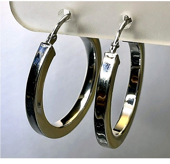 Orecchini a Cerchio Squadrato Dorati 18Kt in Argento 925 – 27 × 25 mm