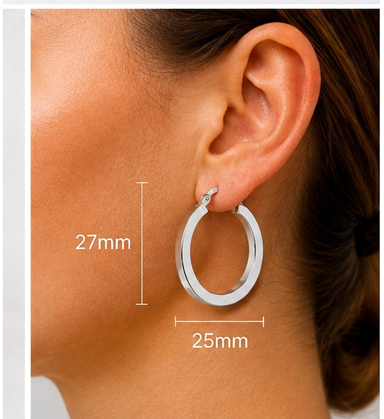 Orecchini a Cerchio Squadrato Dorati 18Kt in Argento 925 – 27 × 25 mm