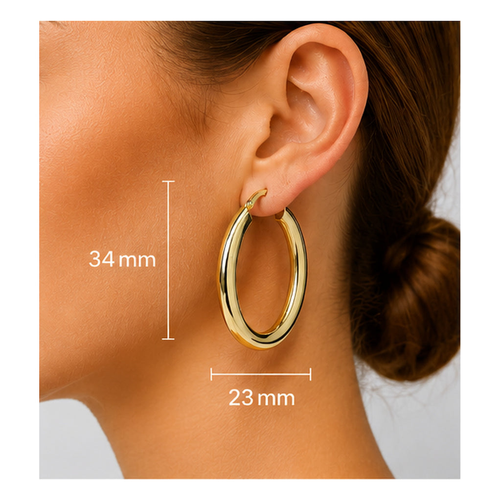 Orecchini a Cerchio Ovale in Argento 925 – 34 × 23 mm