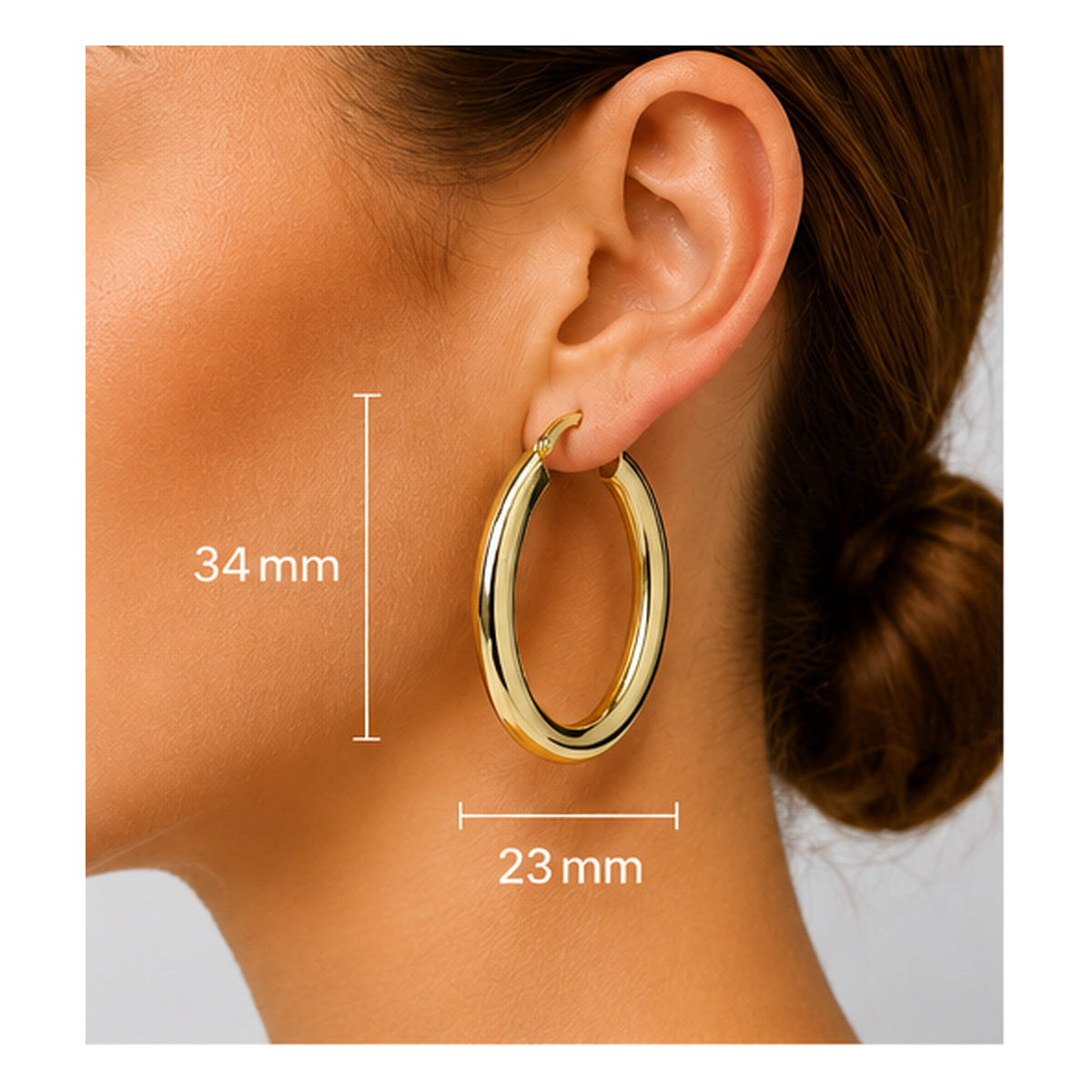 Orecchini a Cerchio Ovale in Argento 925 – 34 × 23 mm