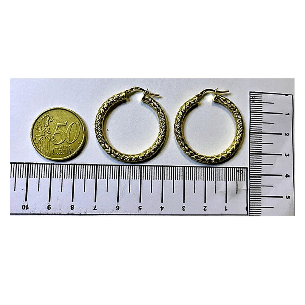 Orecchini a Cerchio Intrecciato Dorati 18Kt in Argento 925 – 33 × 35 mm