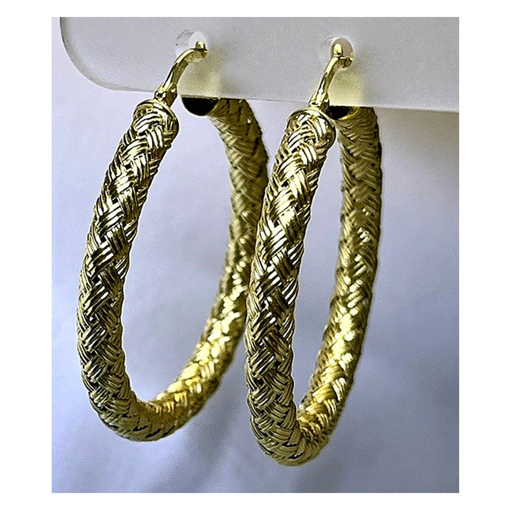 Orecchini a Cerchio Intrecciato Dorati 18Kt in Argento 925 – 33 × 35 mm