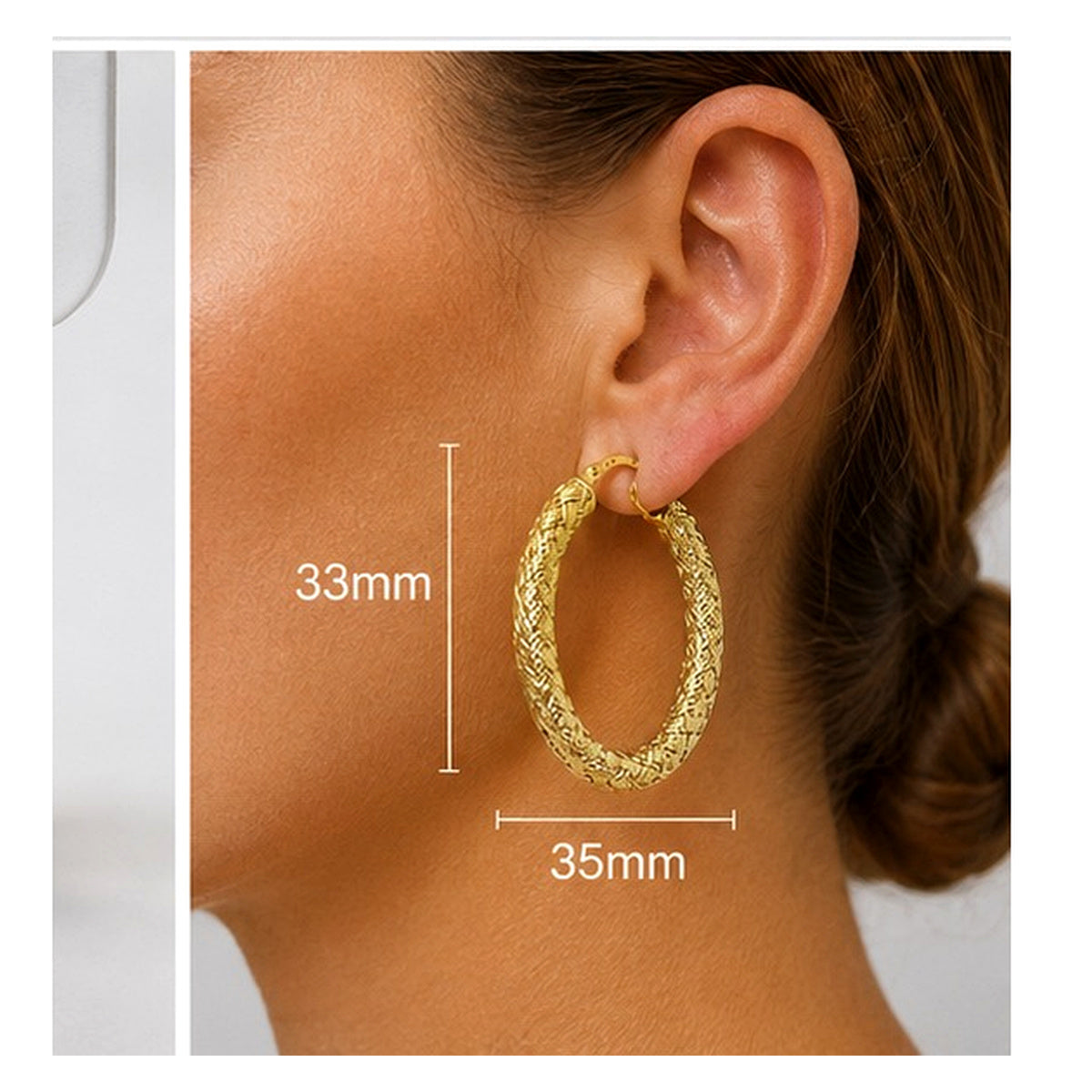Orecchini a Cerchio Intrecciato Dorati 18Kt in Argento 925 – 33 × 35 mm