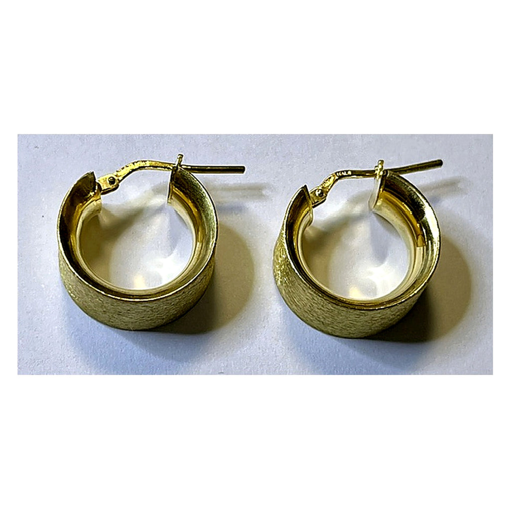 Orecchini Huggie Bombati Satinati Dorati 18Kt in Argento 925 – 17 × 17 mm