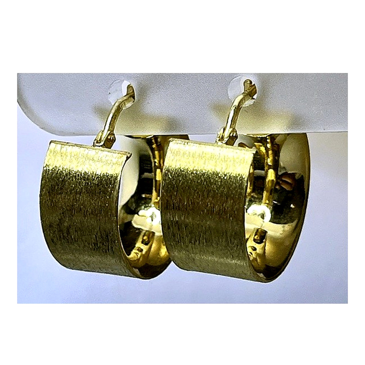 Orecchini Huggie Bombati Satinati Dorati 18Kt in Argento 925 – 17 × 17 mm