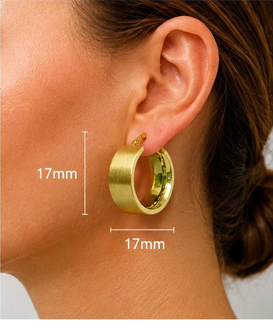Orecchini Huggie Bombati Satinati Dorati 18Kt in Argento 925 – 17 × 17 mm