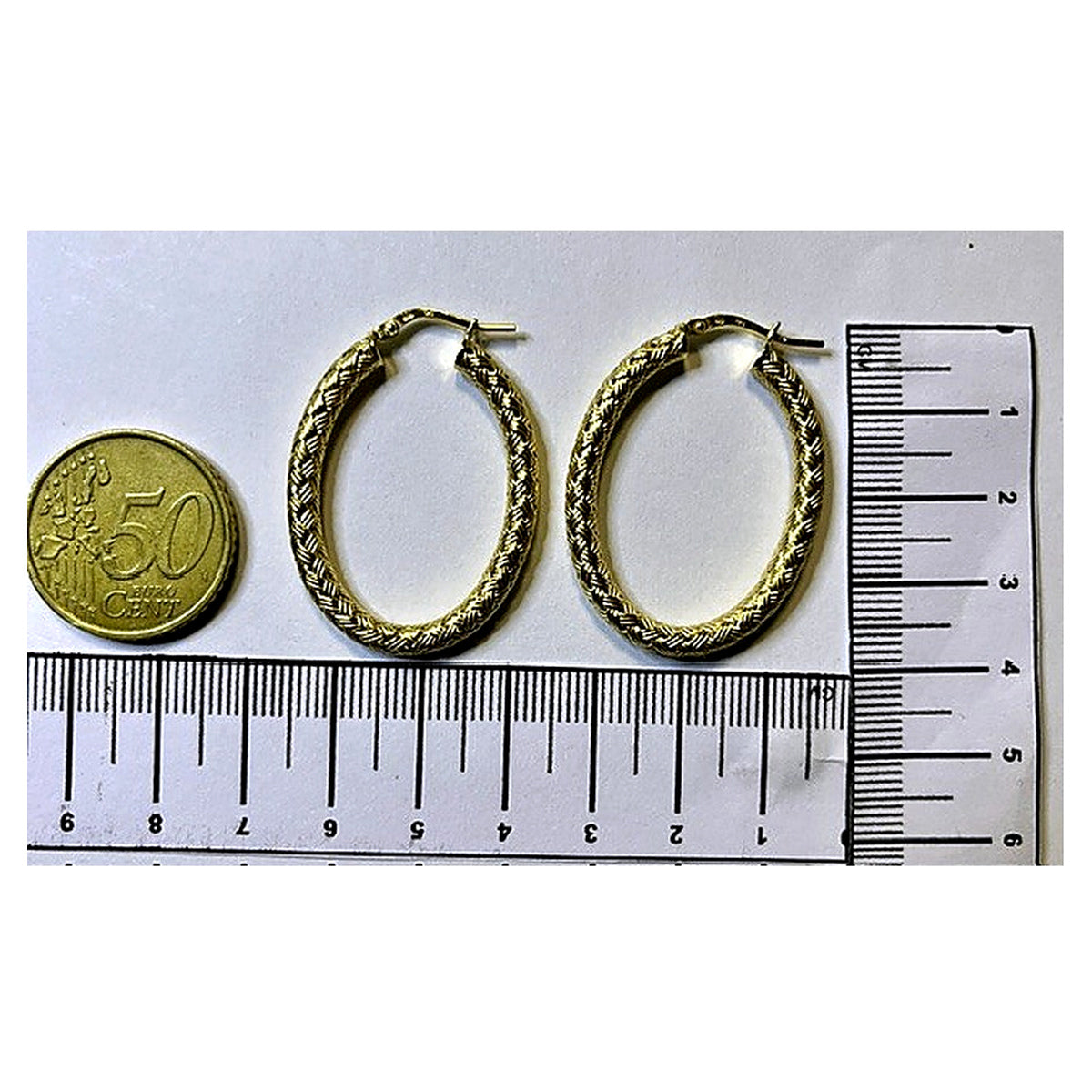 Orecchini a Cerchio Intrecciati Dorati 18Kt in Argento 925 – 40 × 28 mm