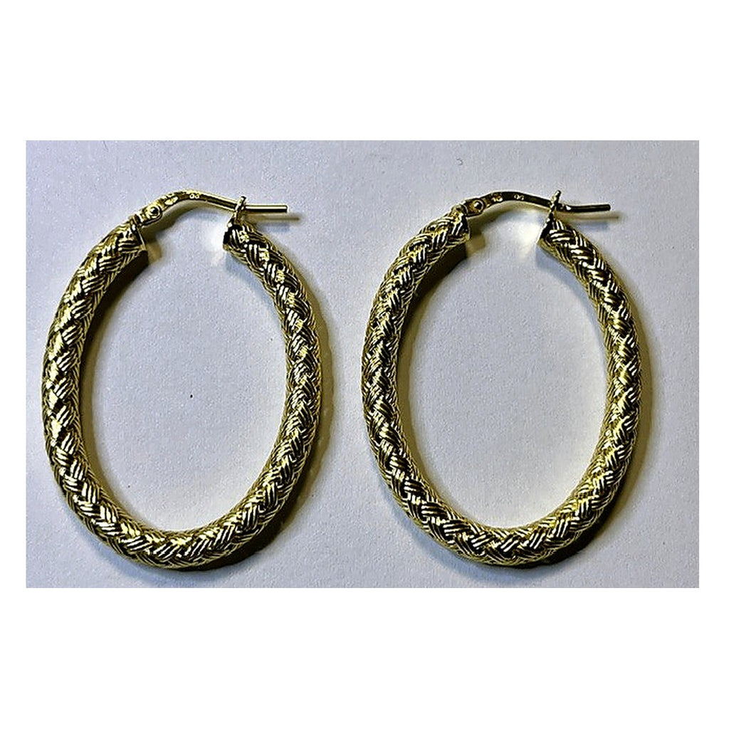 Orecchini a Cerchio Intrecciati Dorati 18Kt in Argento 925 – 40 × 28 mm