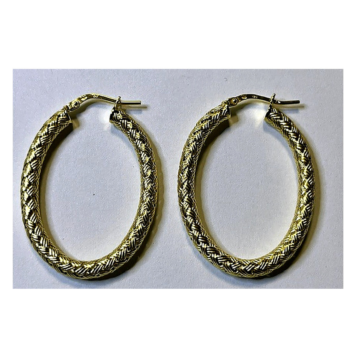 Orecchini a Cerchio Intrecciati Dorati 18Kt in Argento 925 – 40 × 28 mm
