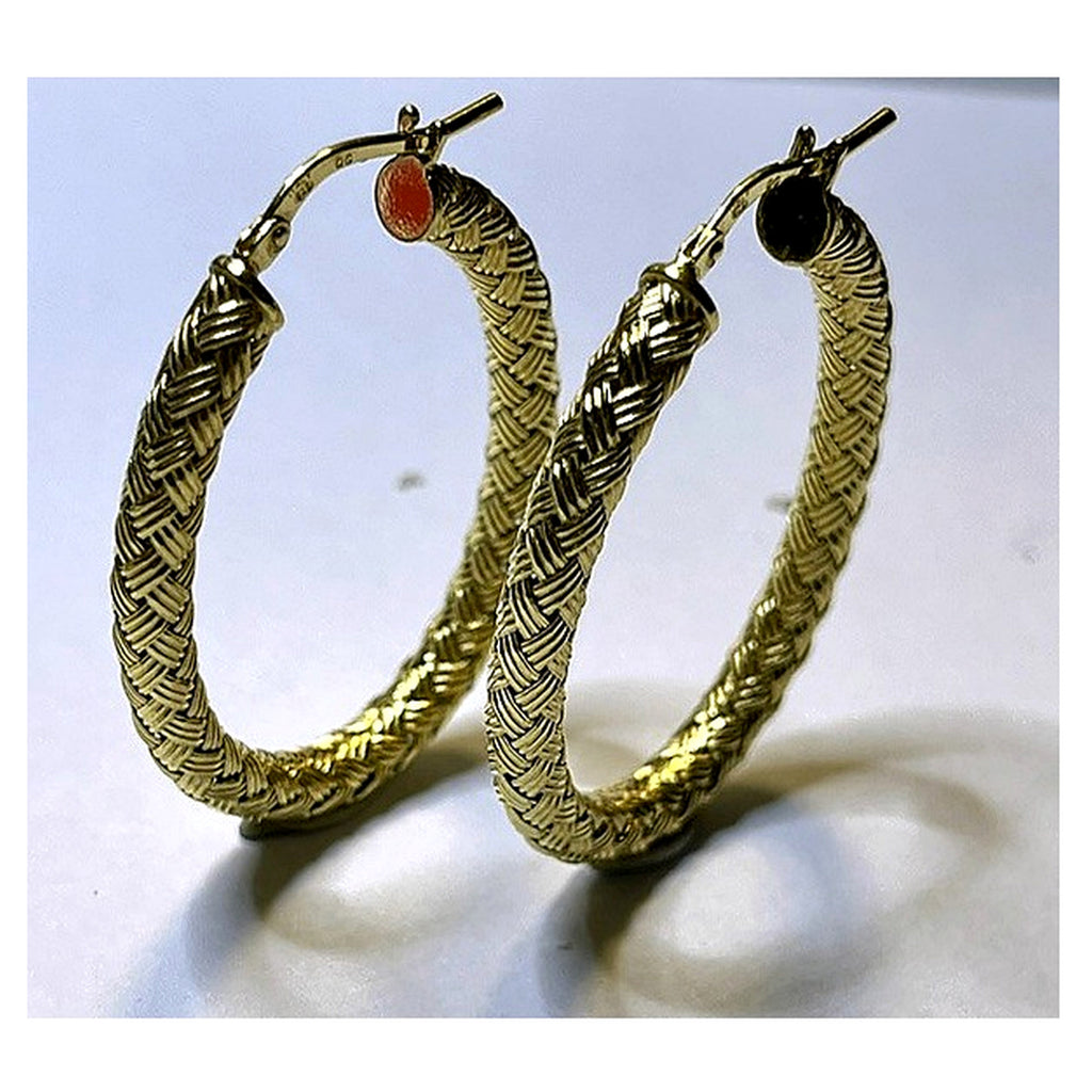 Orecchini a Cerchio Intrecciati Dorati 18Kt in Argento 925 – 40 × 28 mm