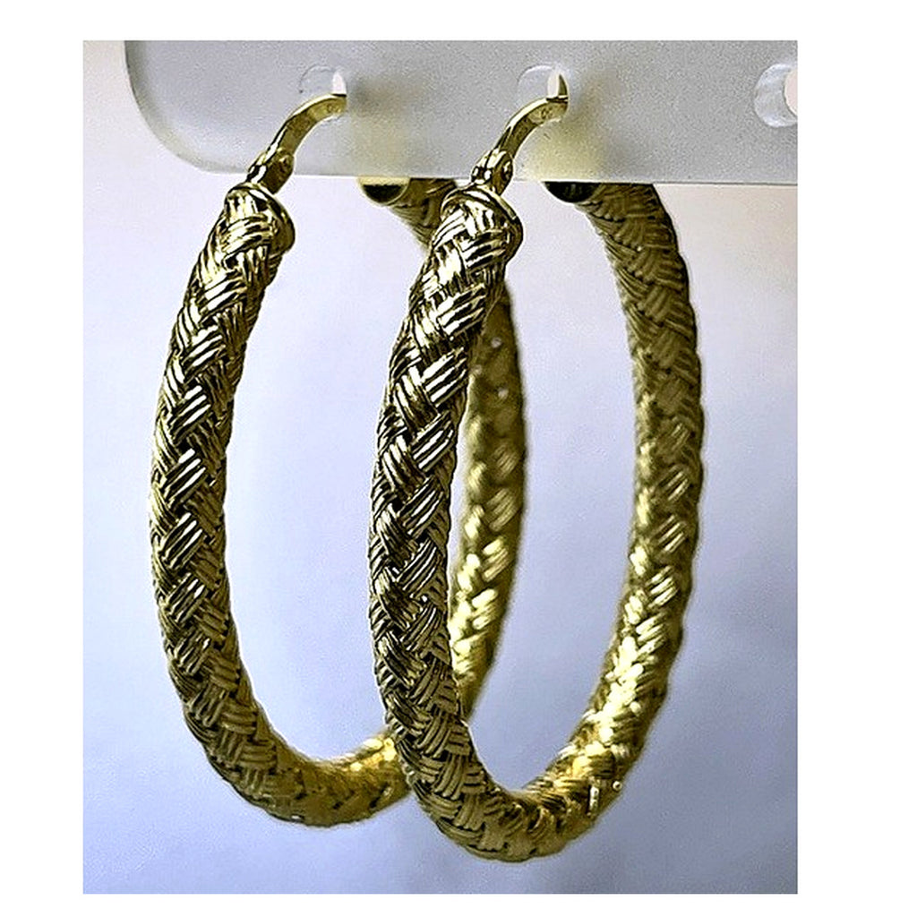 Orecchini a Cerchio Intrecciati Dorati 18Kt in Argento 925 – 40 × 28 mm