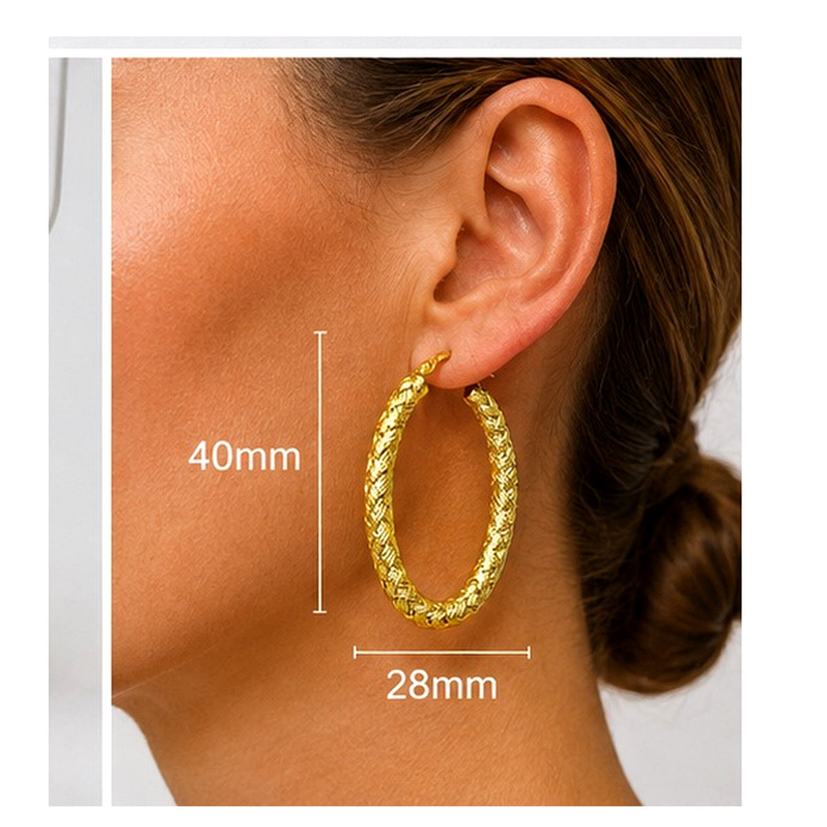 Orecchini a Cerchio Intrecciati Dorati 18Kt in Argento 925 – 40 × 28 mm