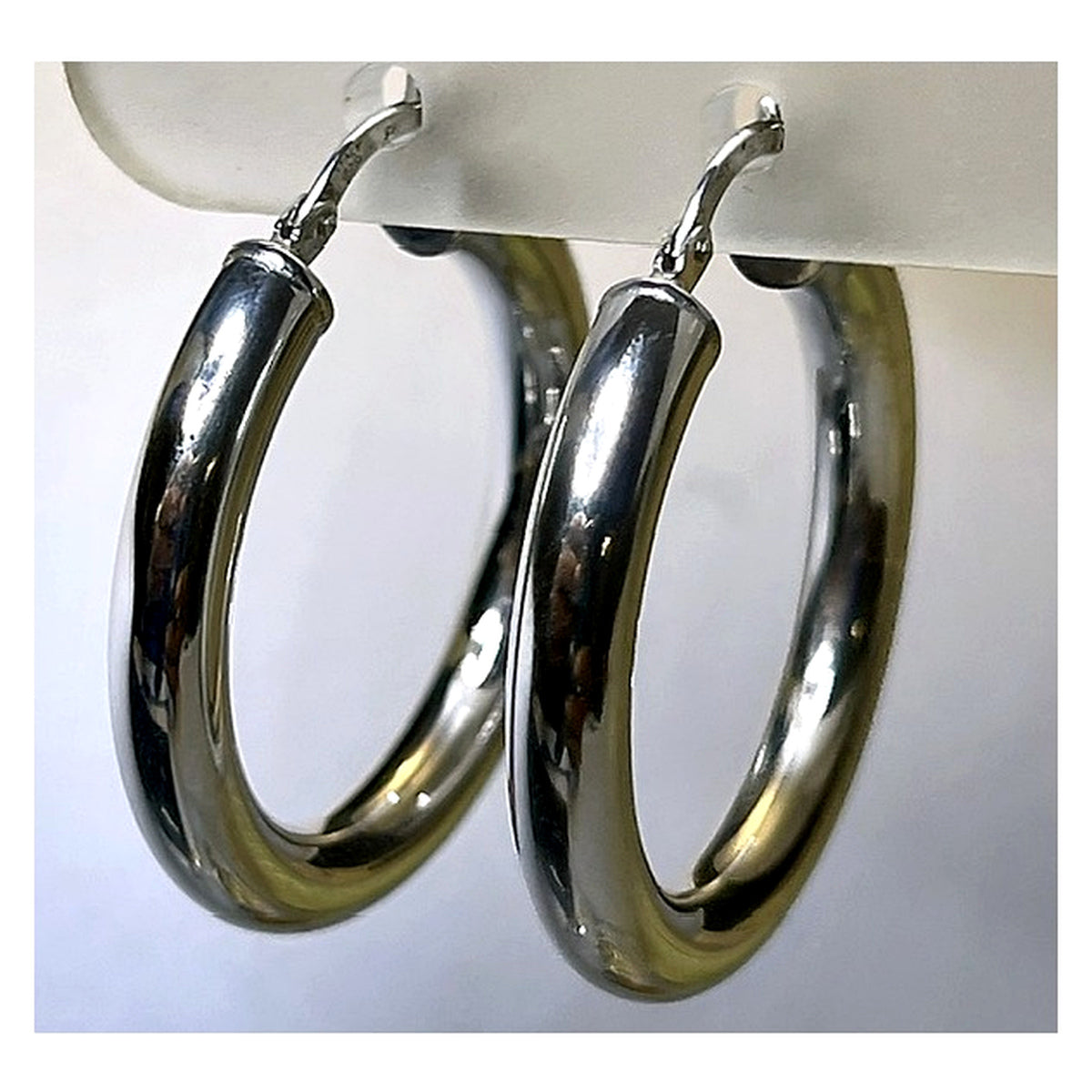 Orecchini a Cerchio Tubolari Bombati in Argento 925 – 30 × 29 mm